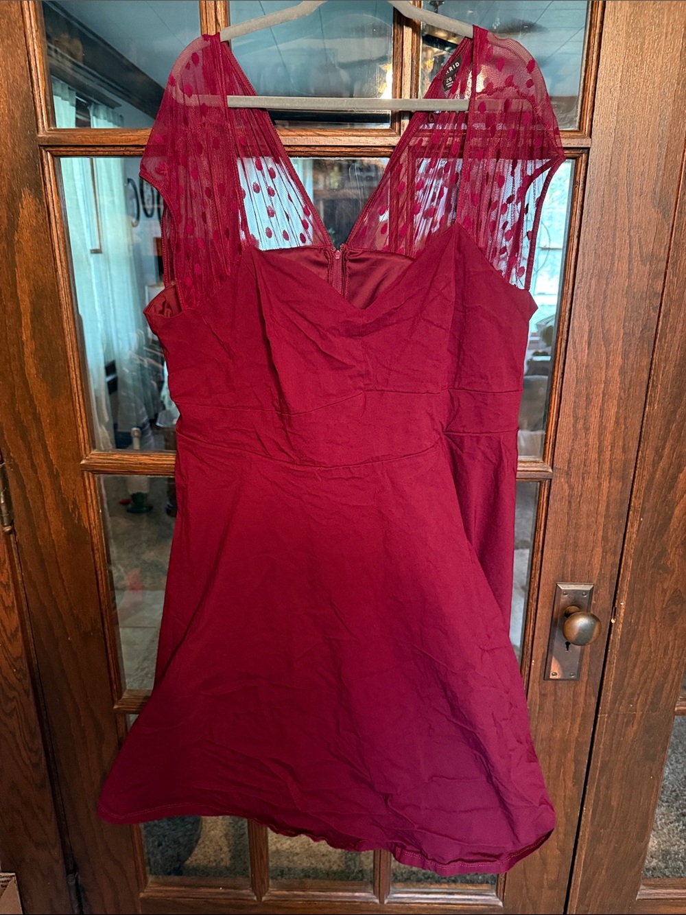torrid Red Mesh-Detail Midi Dress